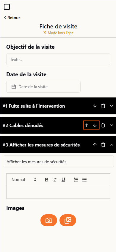 Bouton déplacer section