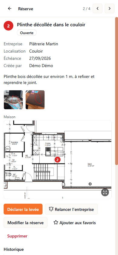 Fiche d'une réserve ouverte