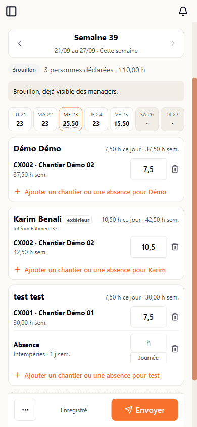 Ma feuille de la semaine