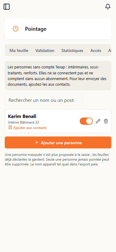 Personnes extérieures