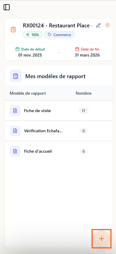 Bouton pour créer un rapport