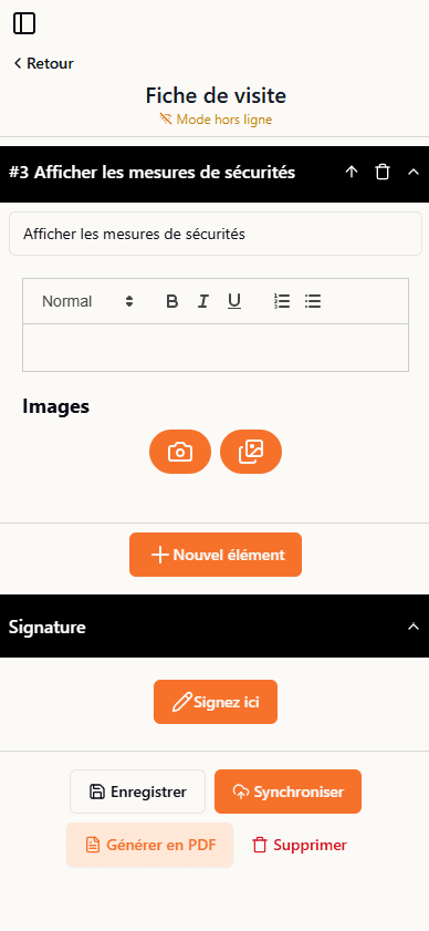 Boutons en fin de rapports