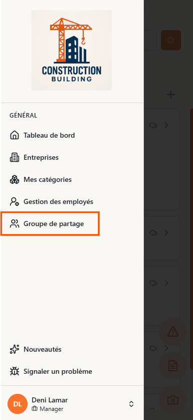 Étape 1 Groupe de partage