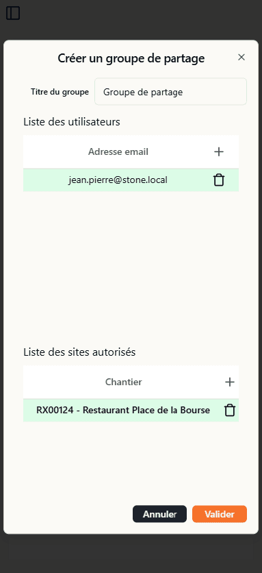 Étape 2 Groupe de partage